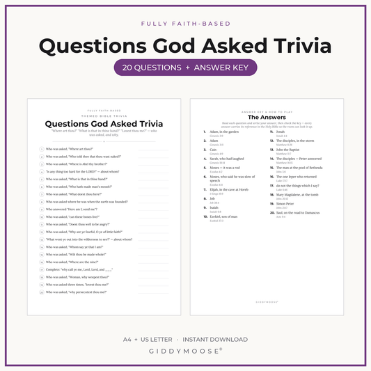 Questions God Asked Bible Trivia Printable