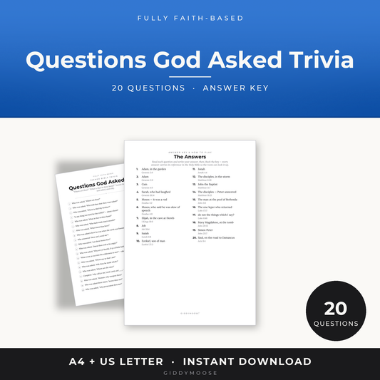 Questions God Asked Bible Trivia Printable