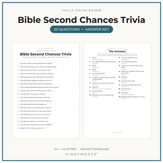 Bible Second Chances Trivia Printable
