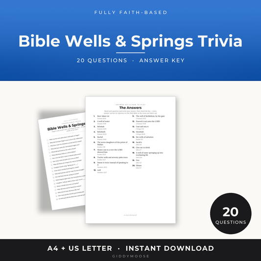 Bible Wells and Springs Trivia Printable