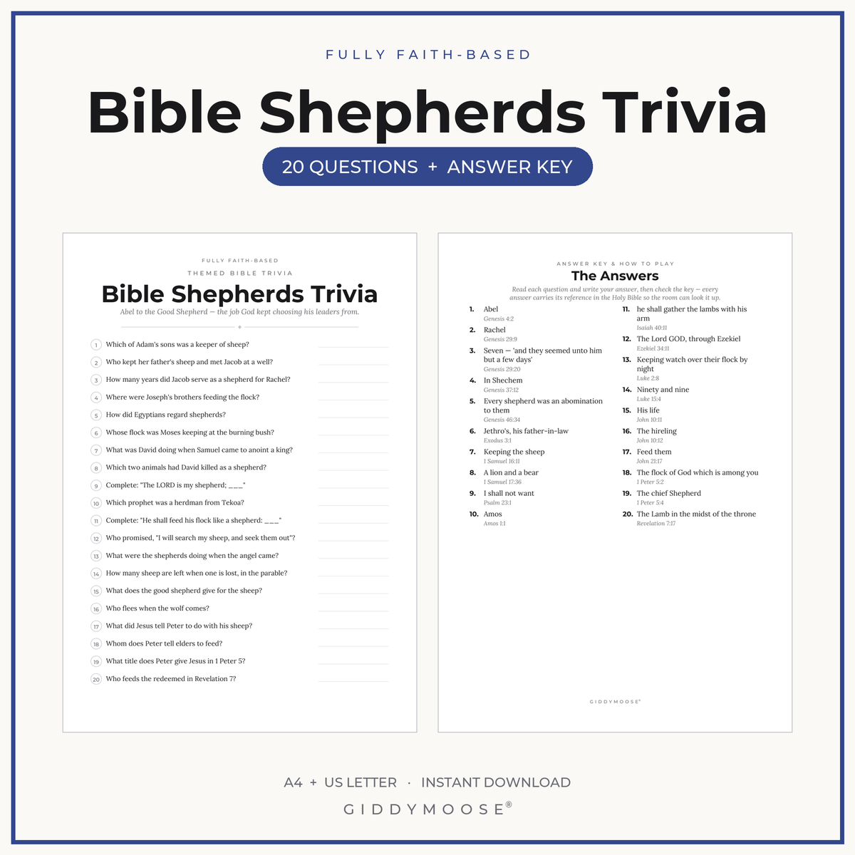 Bible Shepherds Trivia Printable