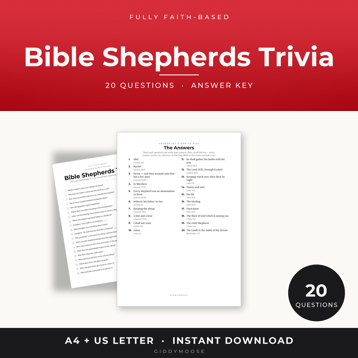 Bible Shepherds Trivia Printable
