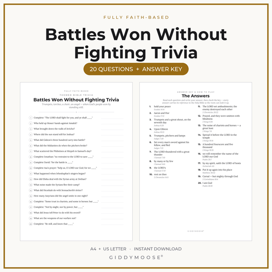 Battles Won Without Fighting Bible Trivia Printable