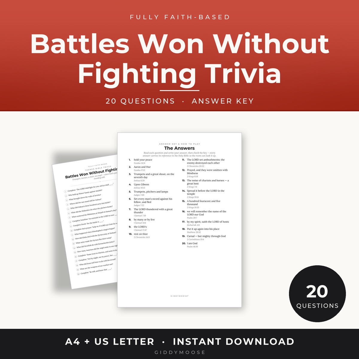 Battles Won Without Fighting Bible Trivia Printable