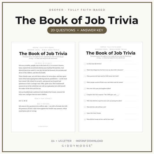 Book of Job Bible Trivia Printable