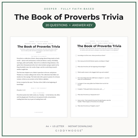 Book of Proverbs Bible Trivia Printable