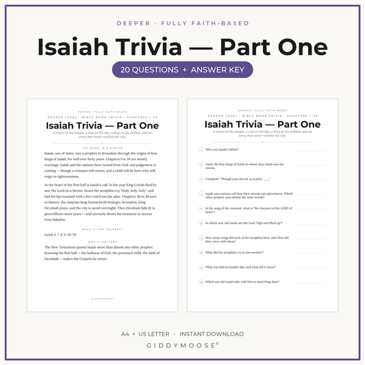 Isaiah Bible Trivia Part 1 Printable
