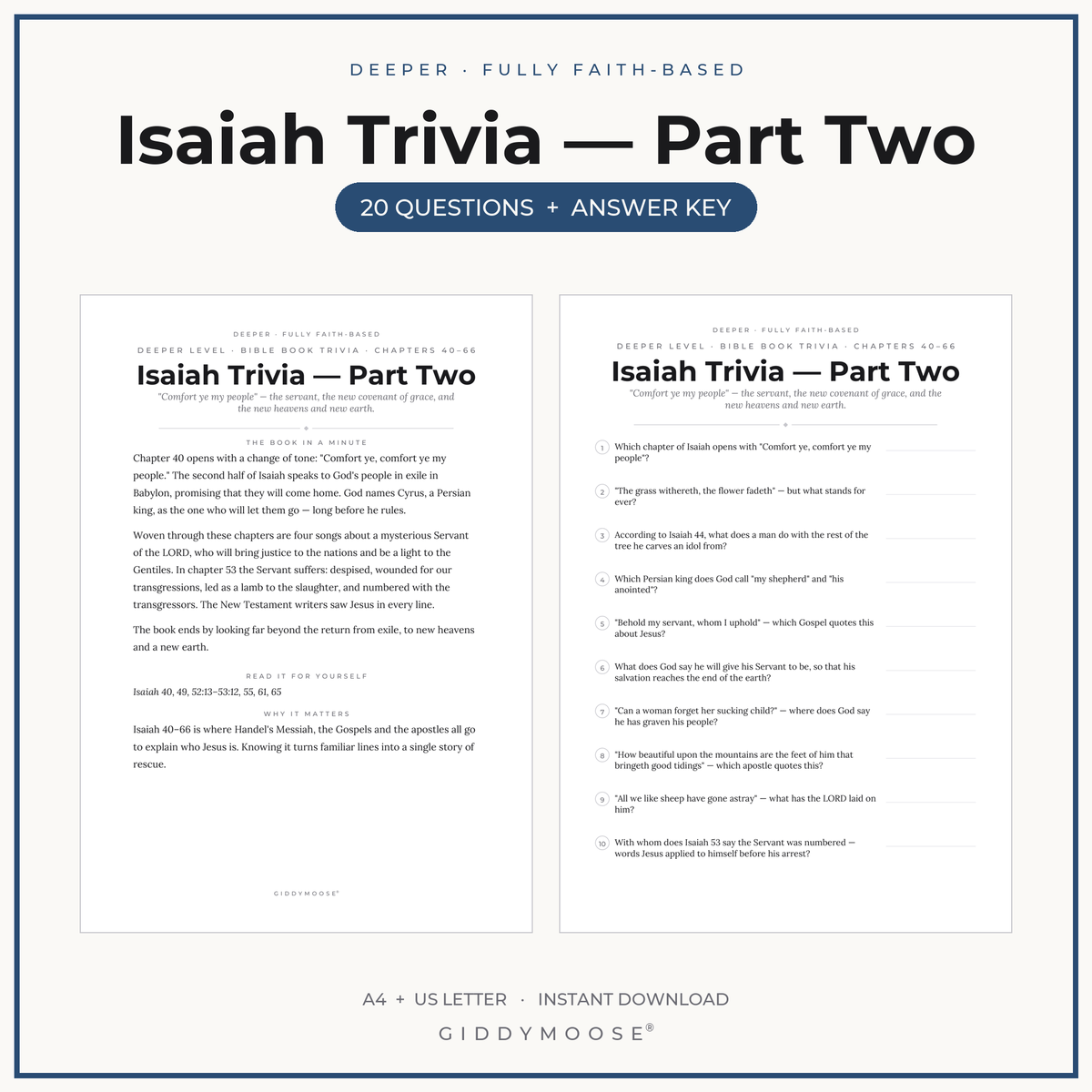Isaiah Bible Trivia Part 2 Printable