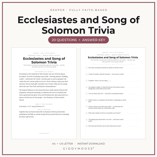 Ecclesiastes and Song of Solomon Bible Trivia Printable