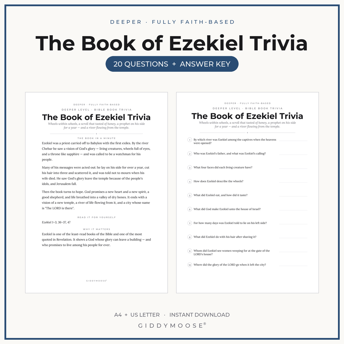 Book of Ezekiel Bible Trivia Printable