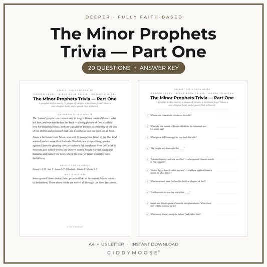 Minor Prophets Bible Trivia Part 1 Printable