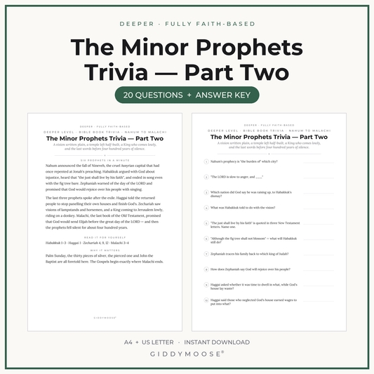 Minor Prophets Bible Trivia Part 2 Printable