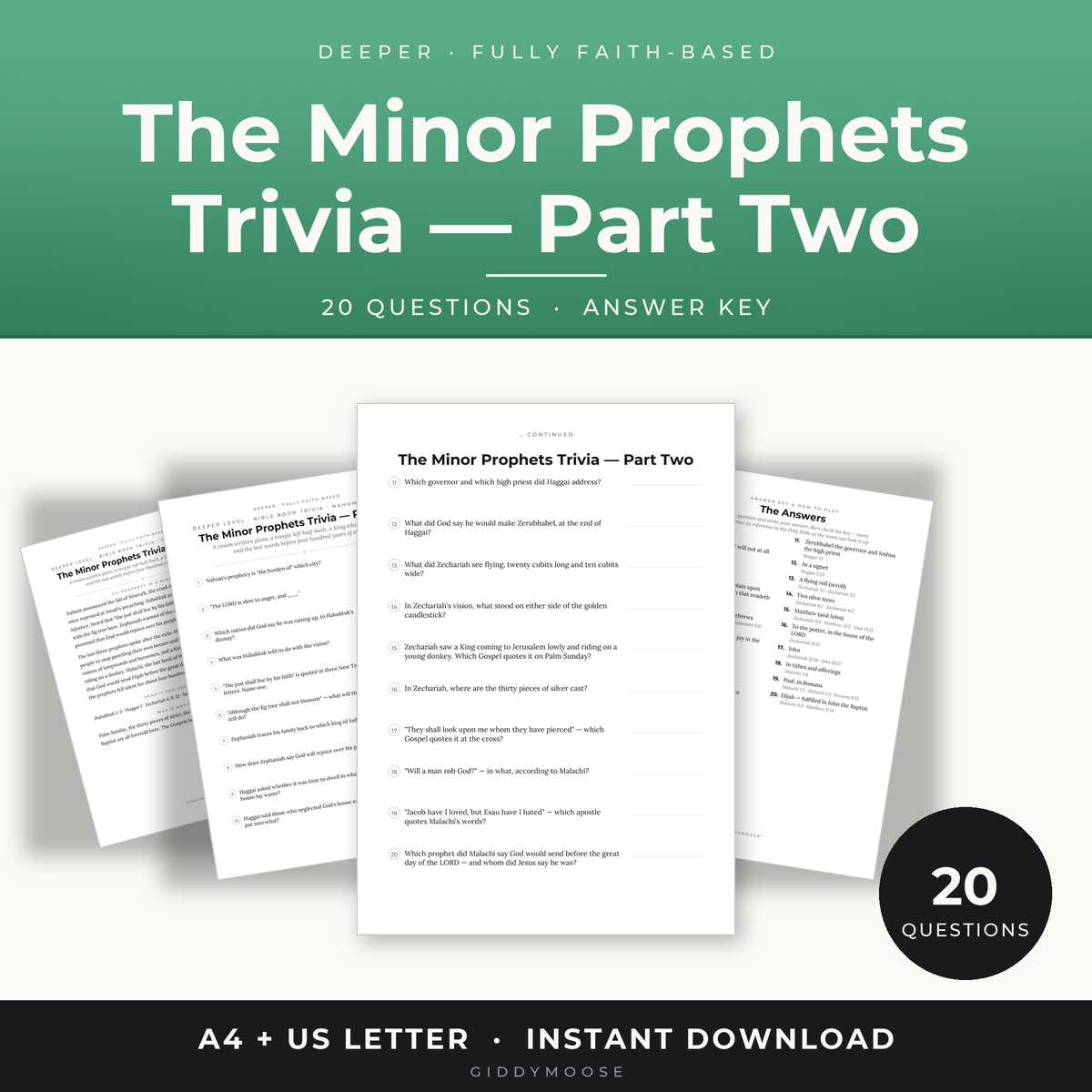Minor Prophets Bible Trivia Part 2 Printable