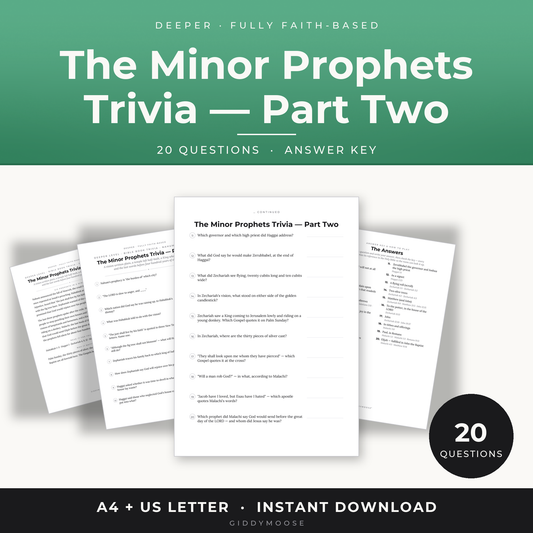 Minor Prophets Bible Trivia Part 2 Printable