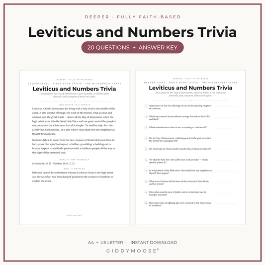 Leviticus and Numbers Bible Trivia Printable