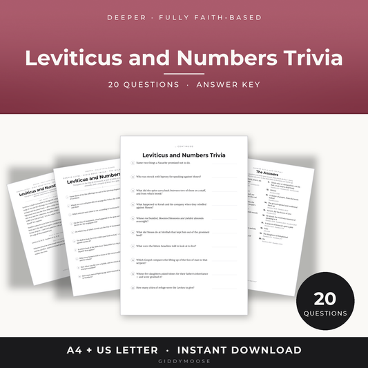 Leviticus and Numbers Bible Trivia Printable