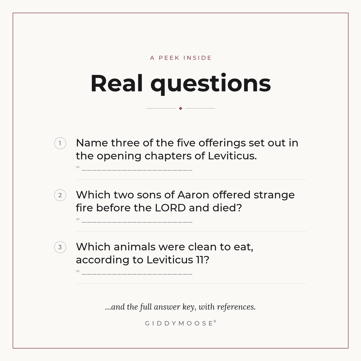 Leviticus and Numbers Bible Trivia Printable — image 3
