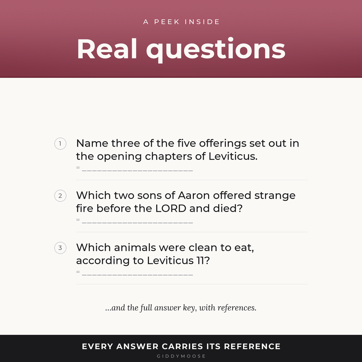 Leviticus and Numbers Bible Trivia Printable — image 3