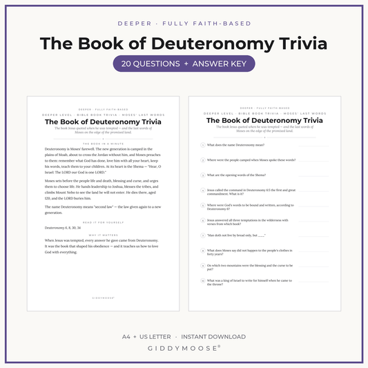 Book of Deuteronomy Bible Trivia Printable
