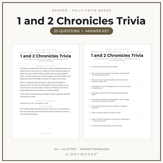 1 and 2 Chronicles Bible Trivia Printable