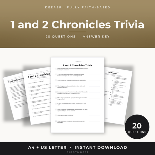 1 and 2 Chronicles Bible Trivia Printable