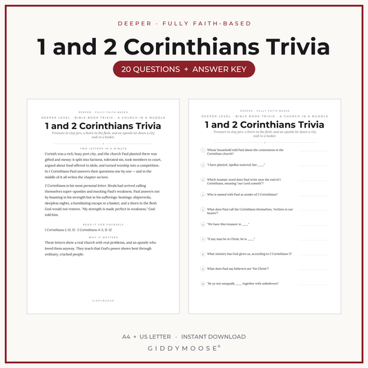 1 and 2 Corinthians Bible Trivia Printable