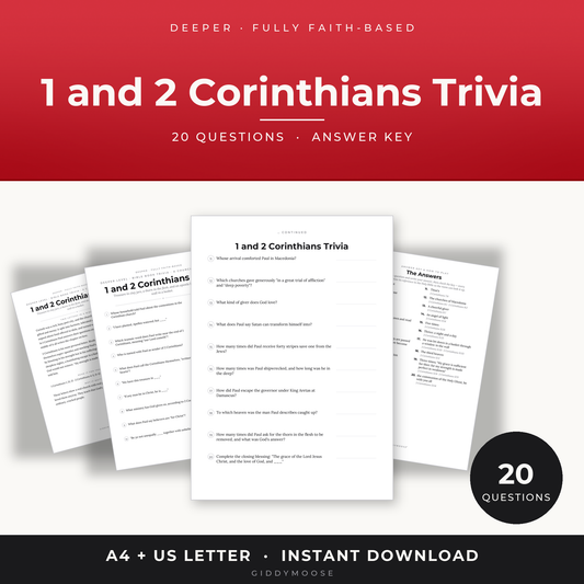 1 and 2 Corinthians Bible Trivia Printable