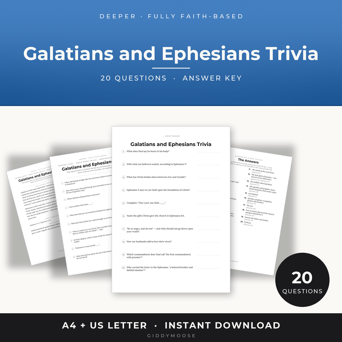 Galatians and Ephesians Bible Trivia Printable