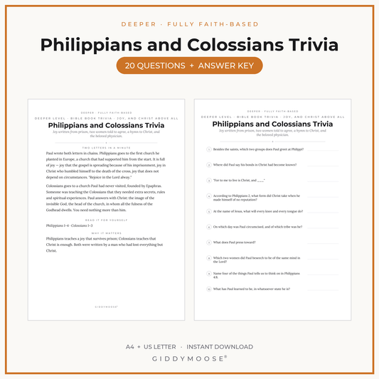Philippians and Colossians Bible Trivia Printable