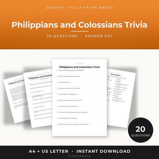 Philippians and Colossians Bible Trivia Printable