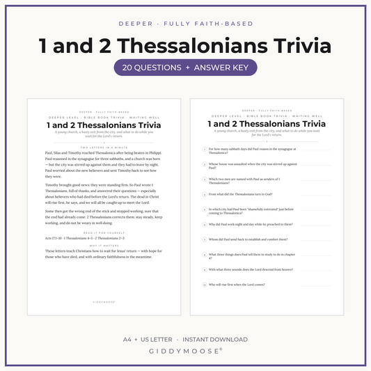1 and 2 Thessalonians Bible Trivia Printable