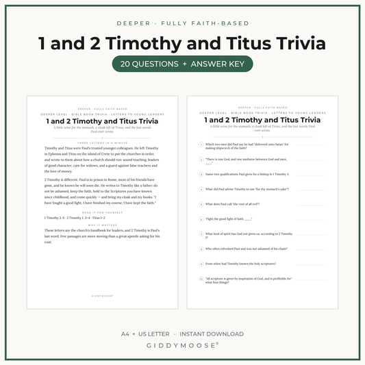 Timothy and Titus Bible Trivia Printable