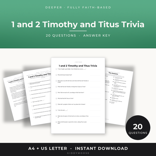 Timothy and Titus Bible Trivia Printable