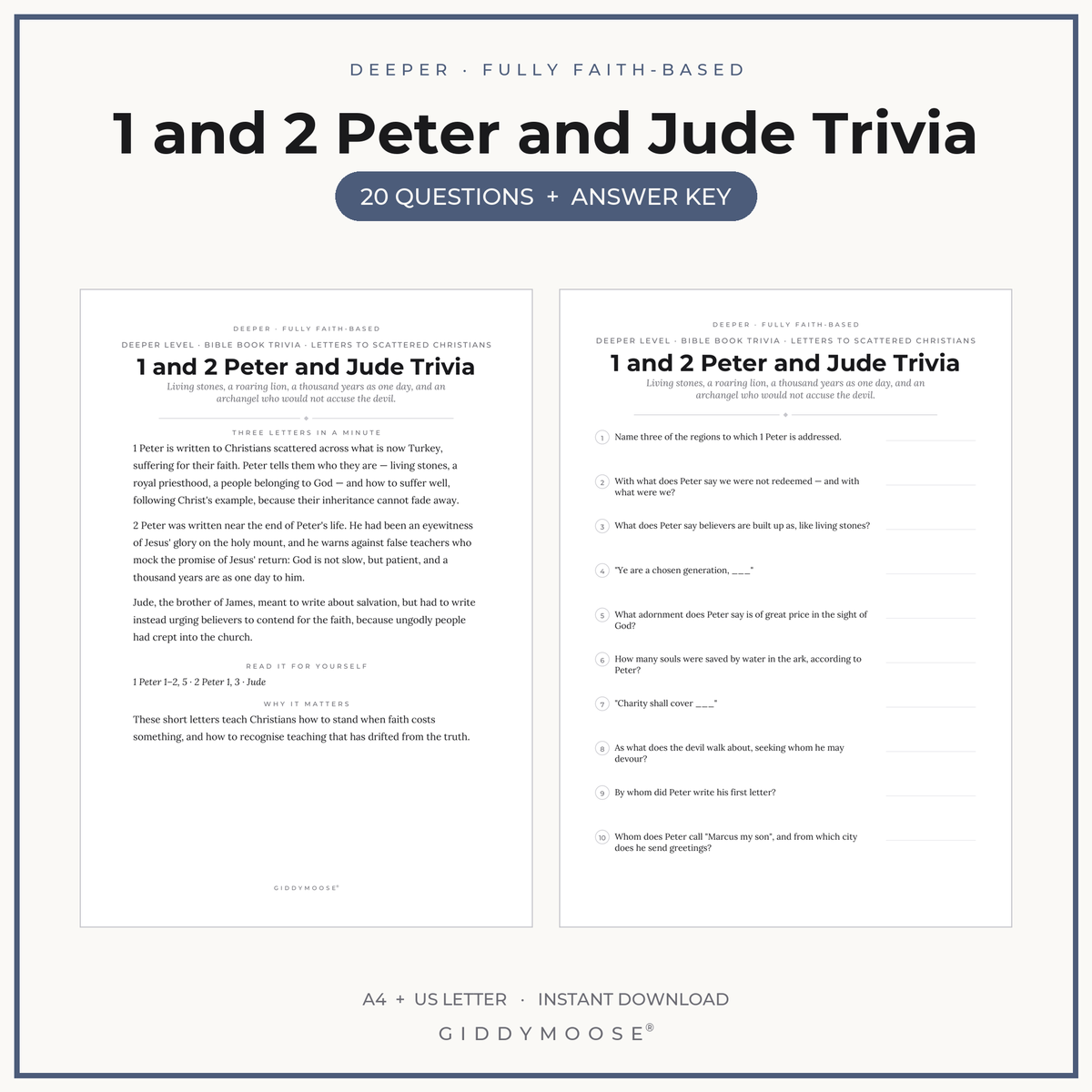 1 and 2 Peter and Jude Bible Trivia Printable