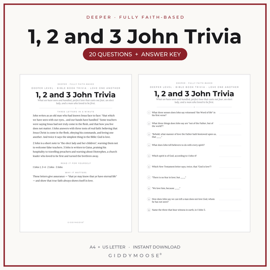 1 2 and 3 John Bible Trivia Printable