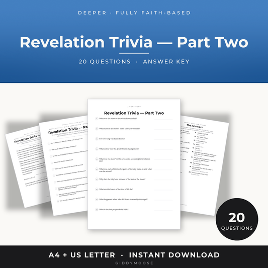 Revelation Bible Trivia Part 2 Printable