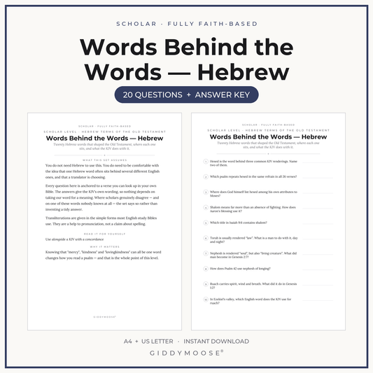 Hebrew Word Study Bible Trivia Printable