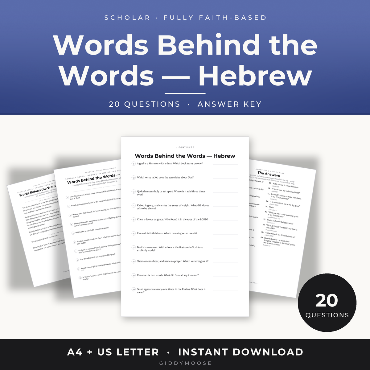 Hebrew Word Study Bible Trivia Printable