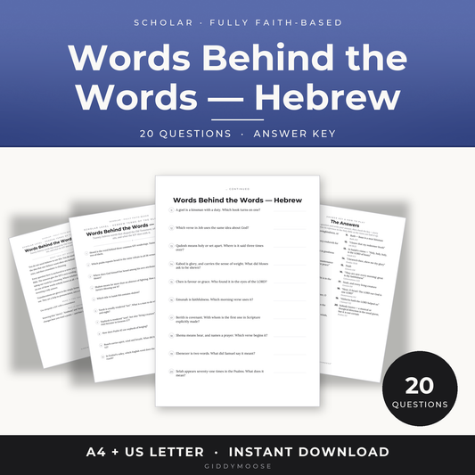 Hebrew Word Study Bible Trivia Printable