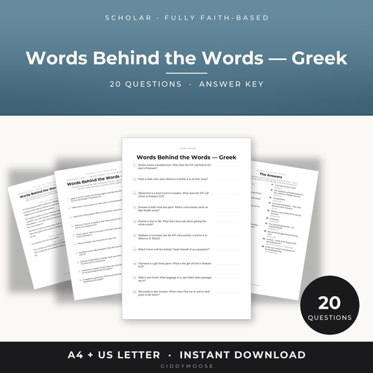 Greek Word Study Bible Trivia Printable