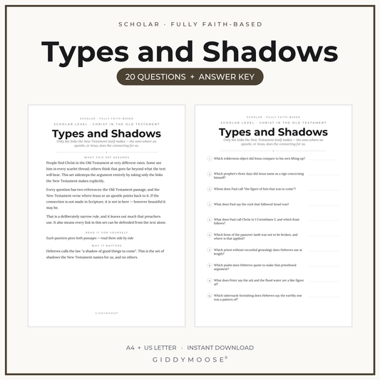 Types and Shadows Bible Trivia Printable