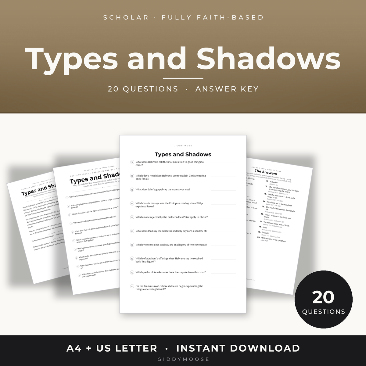 Types and Shadows Bible Trivia Printable