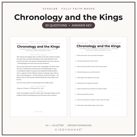 Bible Chronology and Kings Trivia Printable
