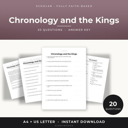 Bible Chronology and Kings Trivia Printable