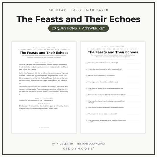 Feasts of the Bible Trivia Printable