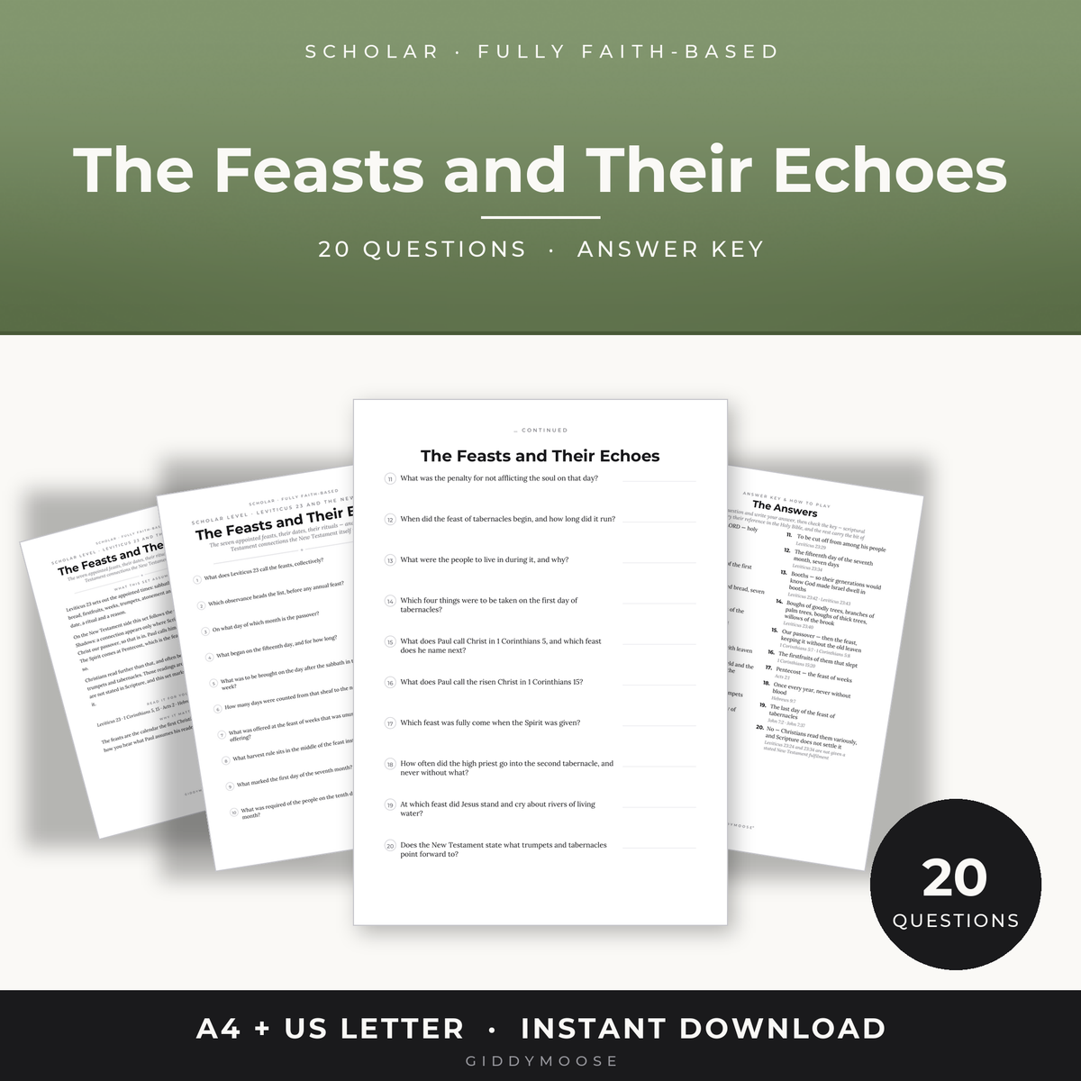 Feasts of the Bible Trivia Printable
