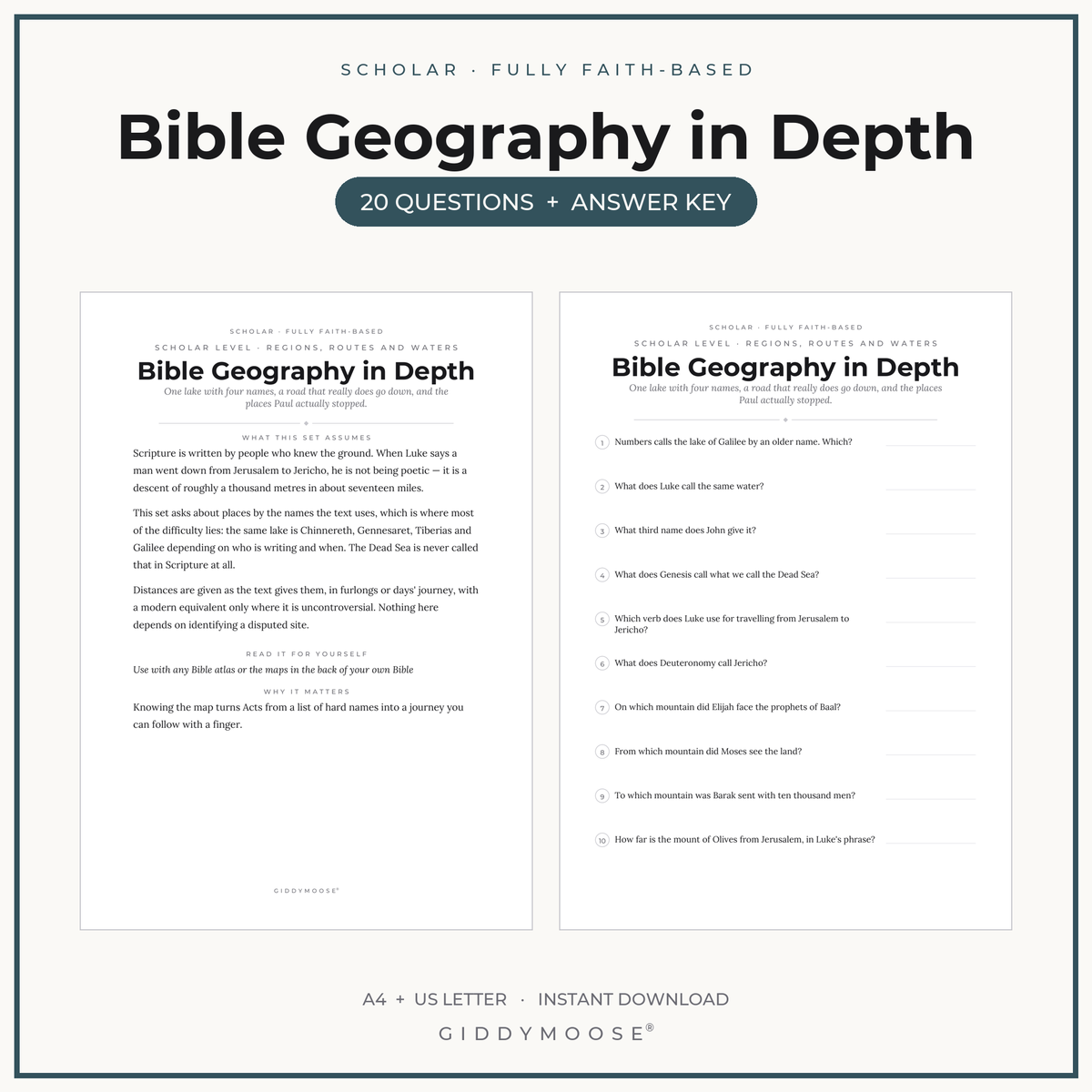 Bible Geography Trivia Printable
