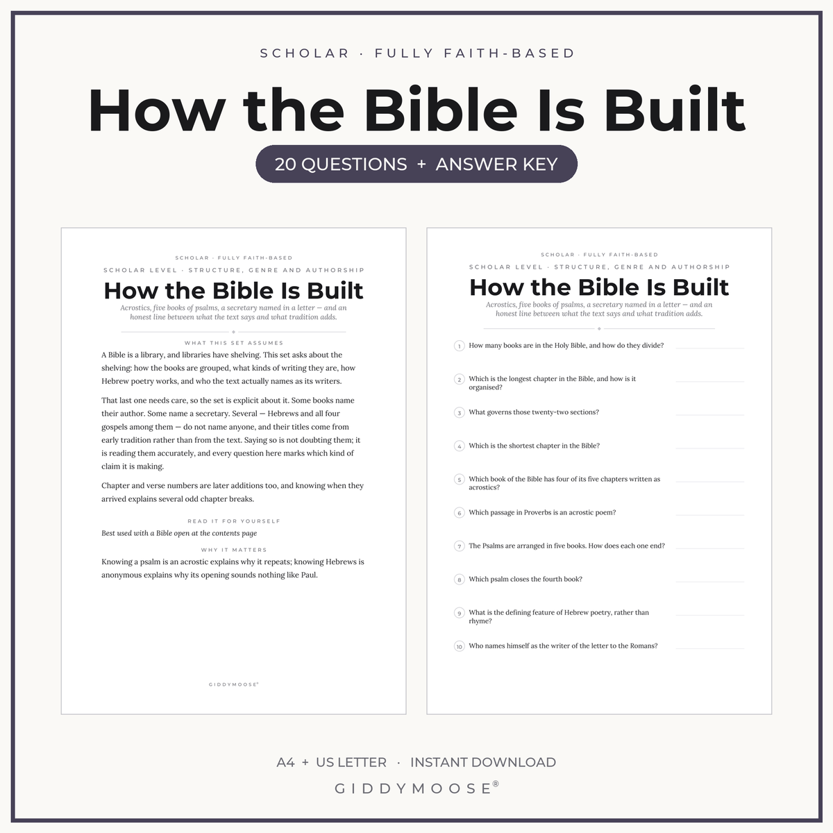 How the Bible Is Built Trivia Printable