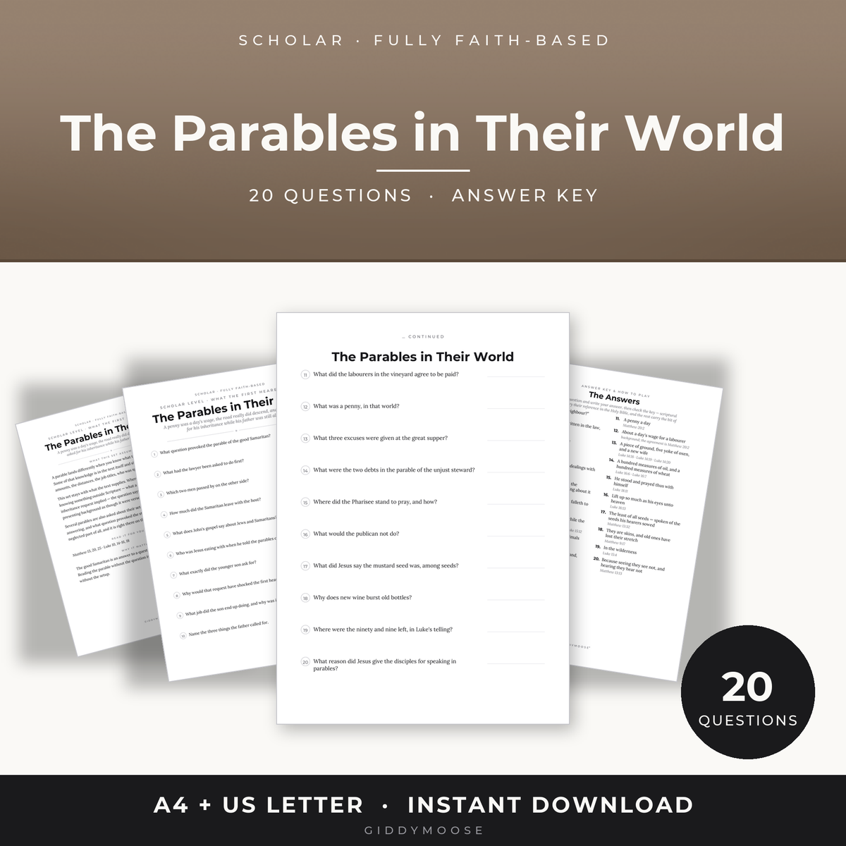 Parables in Context Bible Trivia Printable