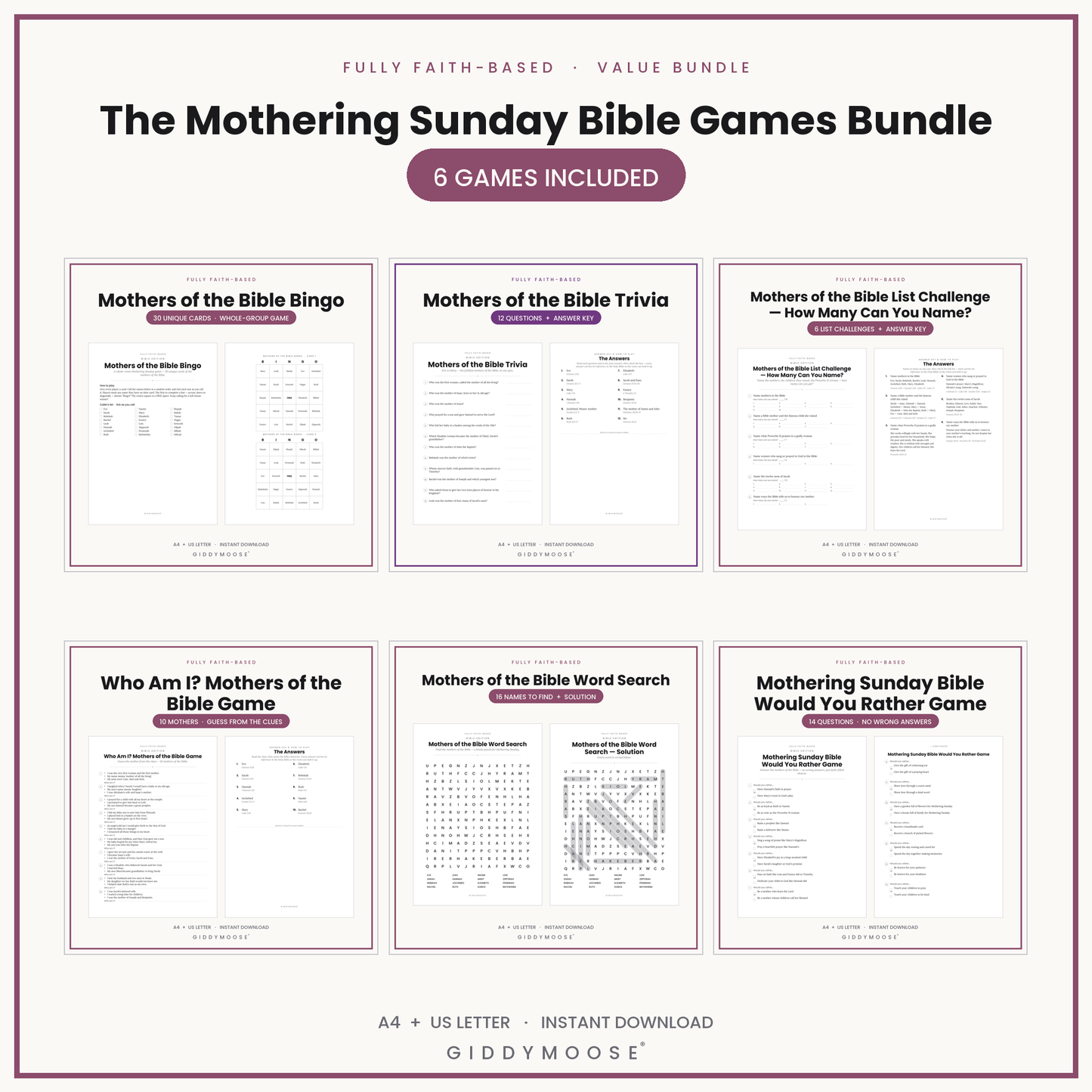 The Mothering Sunday Bible Games Bundle
